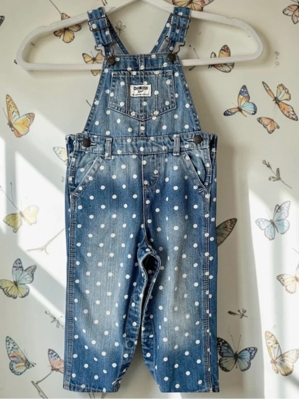 OshKosh B'gosh Blue and White Denim Overalls
